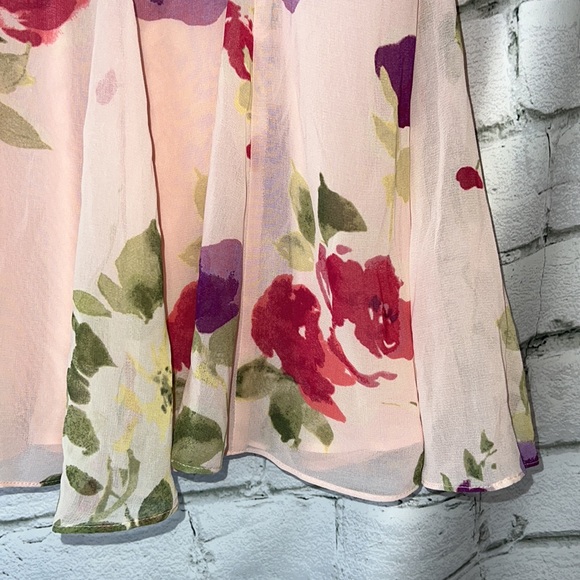 Lauren Ralph Lauren Ladies Pale Pink Floral Print Chiffon Flutter Skirt, NWT! - Picture 4 of 4